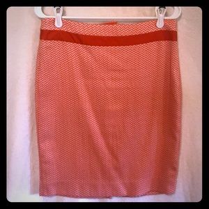 Orange and white chevron pencil skirt Size 6